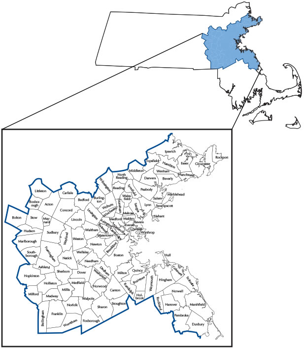 Map of Boston Region MPO area